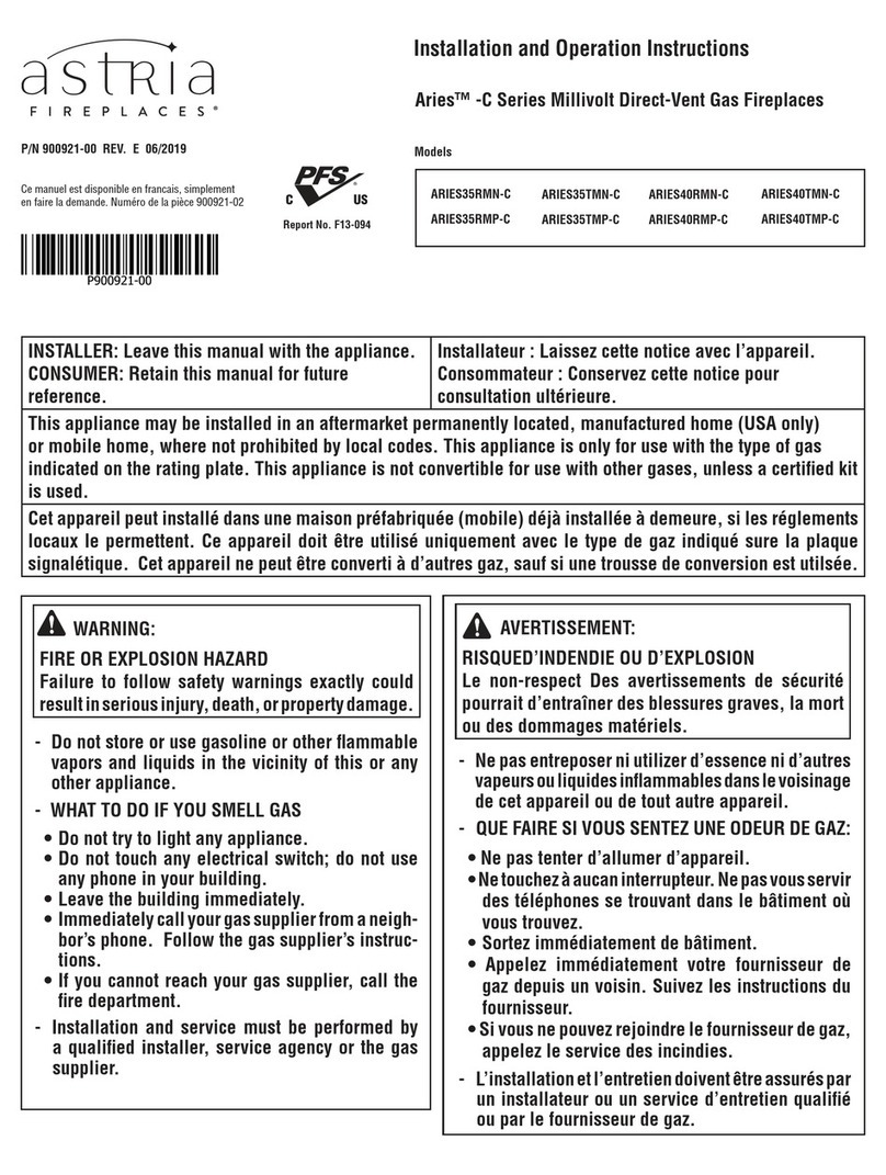 Astria Fireplaces Aries C Series Installation and operation instructions