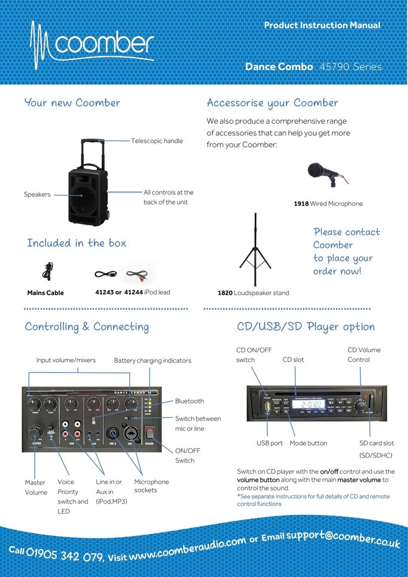 Coomber Dance Combo 45790 Series Product instruction manual