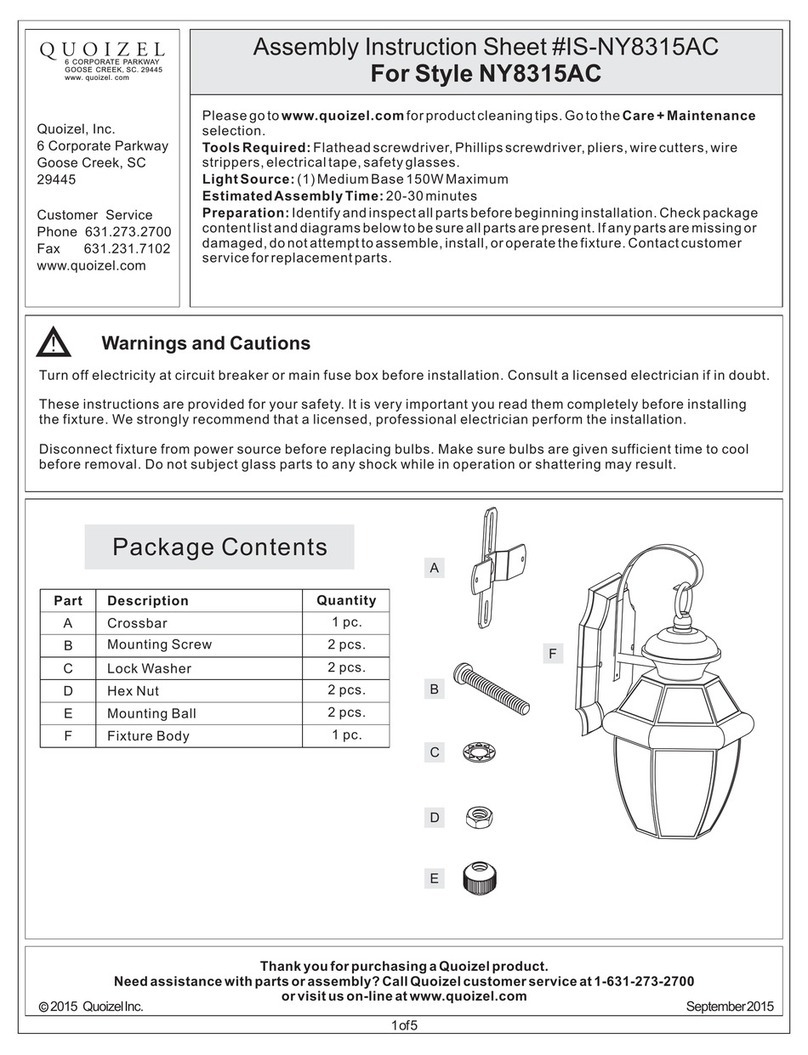 Quoizel NY8315AC Mounting instructions Quoizel NY8315AC Mounting instructions