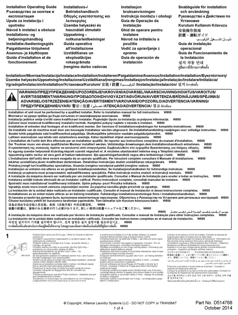 Alliance Laundry Systems W800 Troubleshooting guide