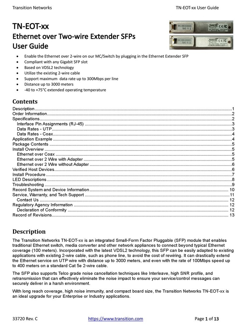 Transition Networks TN-EOT Series User manual Transition Networks TN-EOT Series User manual
