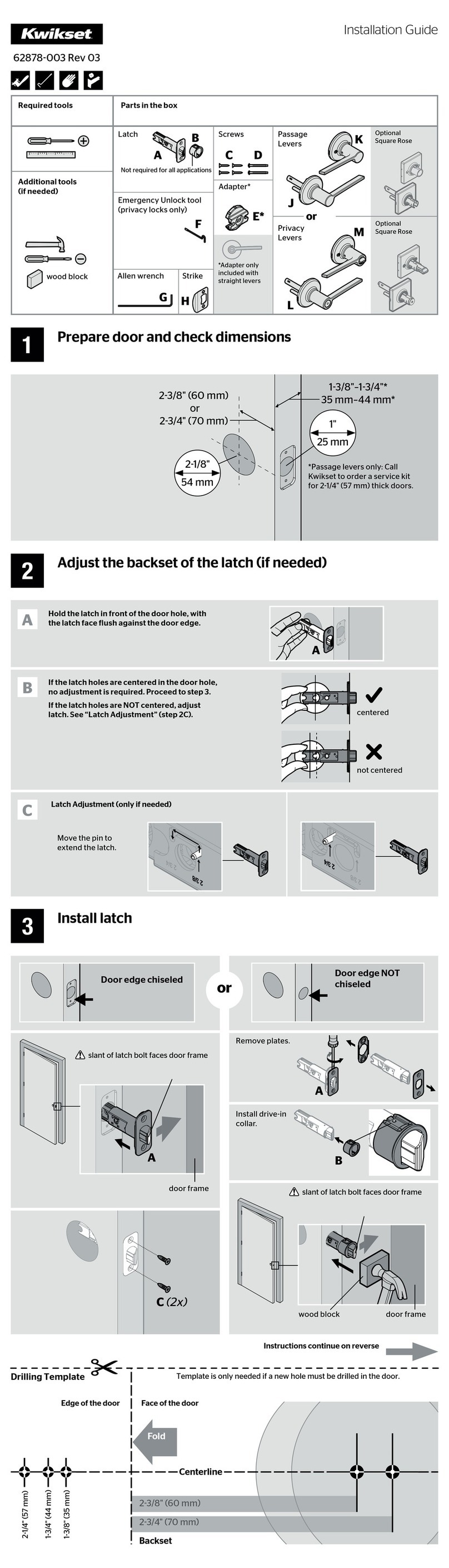 Kwikset 00883351666312 installation guide