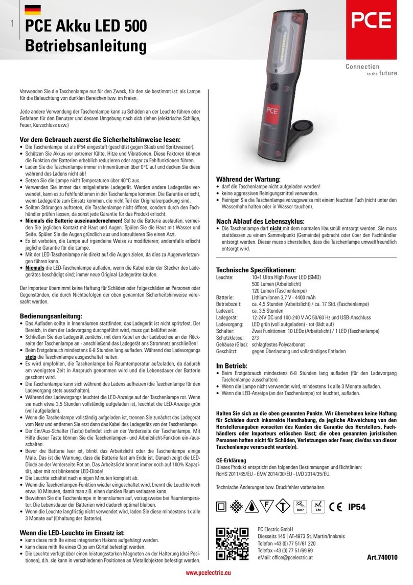 PCE Health and Fitness Akku LED 500 Operation manual