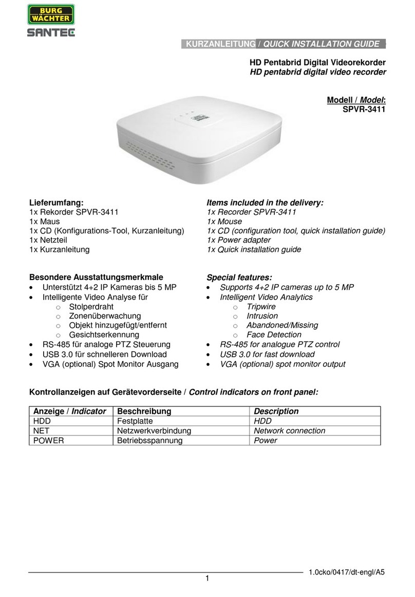Burg Wächter SANTEC SPVR-3411 Quick installation guide