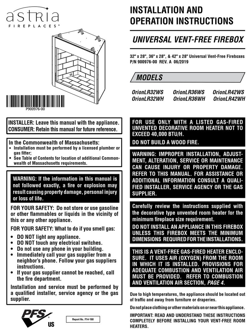Astria Fireplaces OrionLR32WS Installation and operation instructions Astria Fireplaces OrionLR32WS Installation and operation instructions