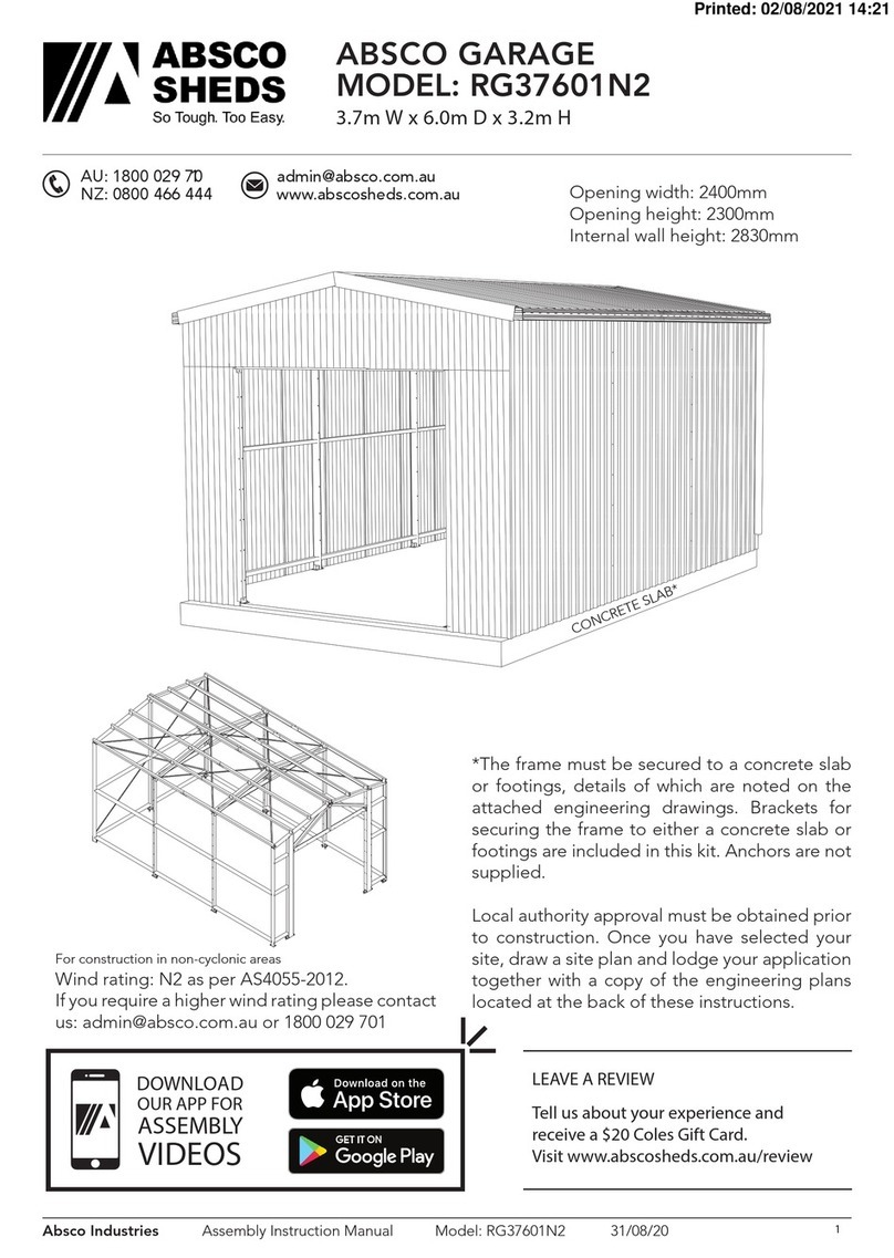 ABSCO SHEDS RG37601N2 manual
