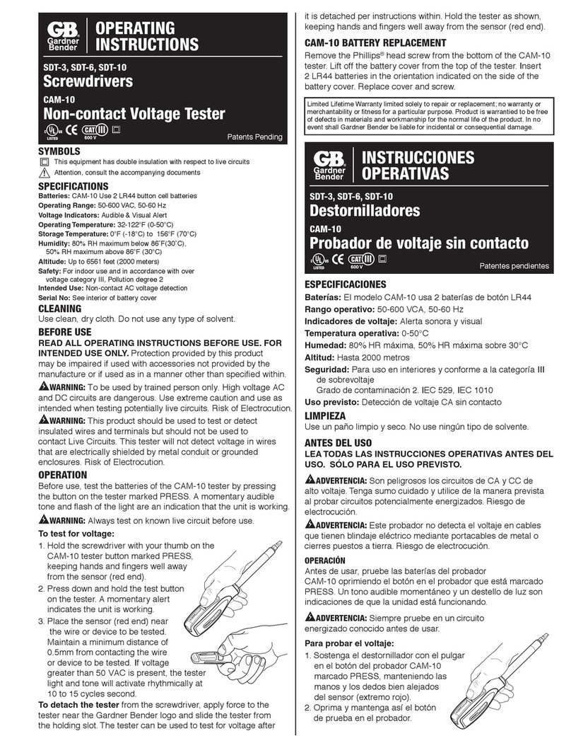 Gardner Bender SDT-3 operating instructions