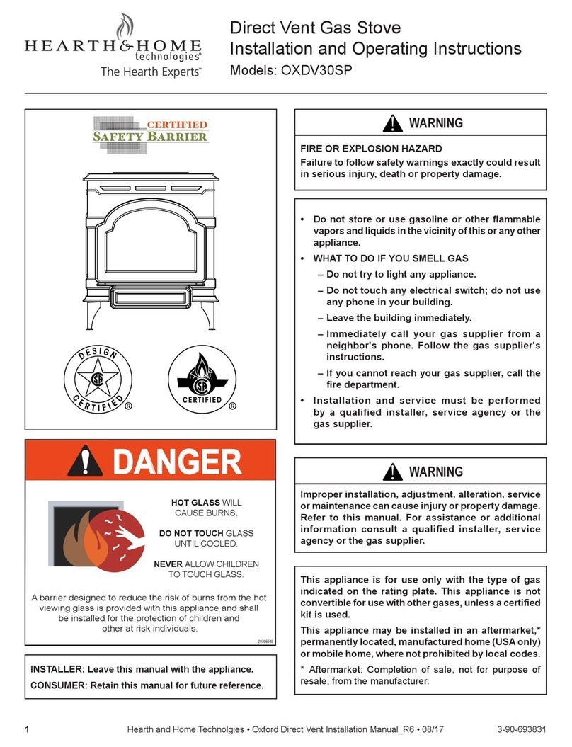 Hearth and Home Technologies OXDV30SP Installation and operating instructions