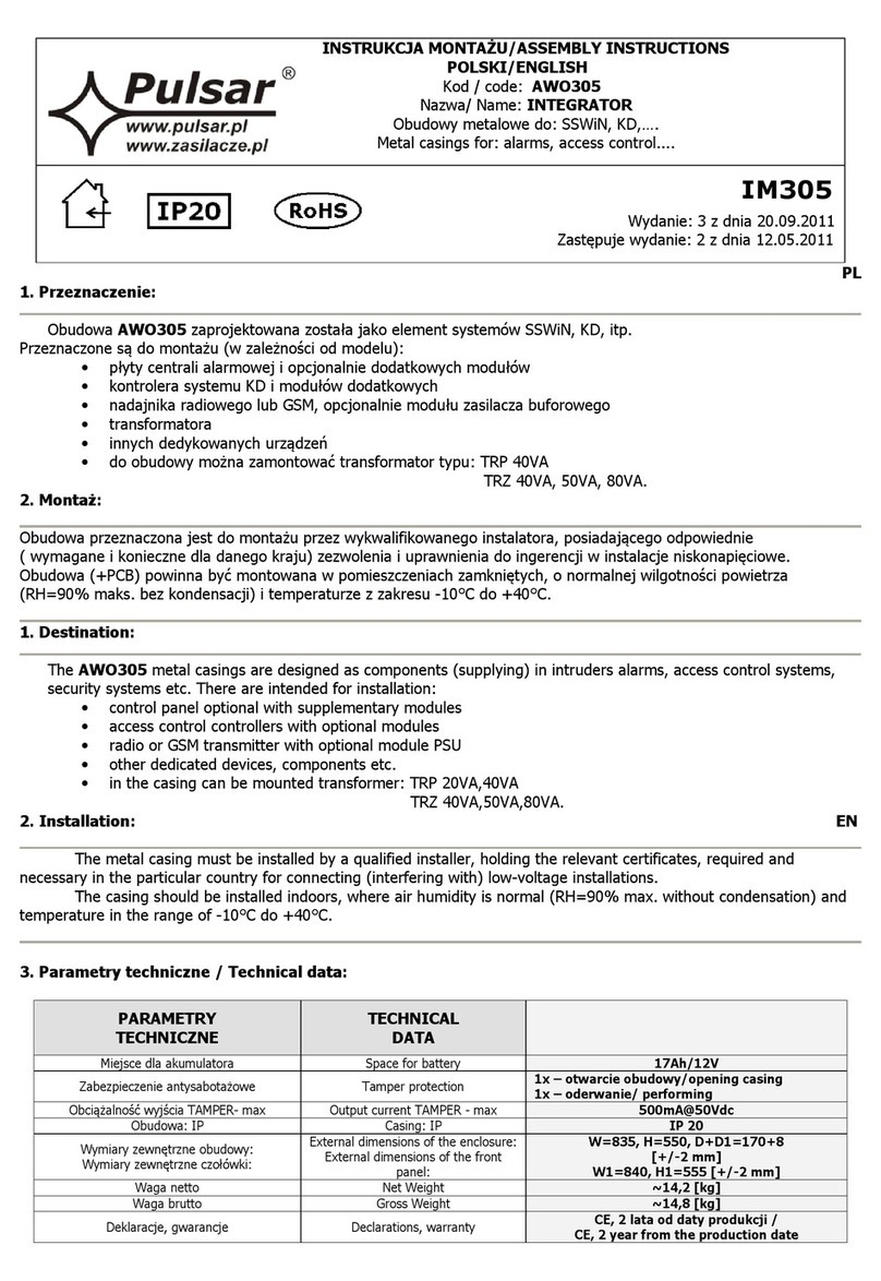 Pulsar AWO305 Assembly instructions