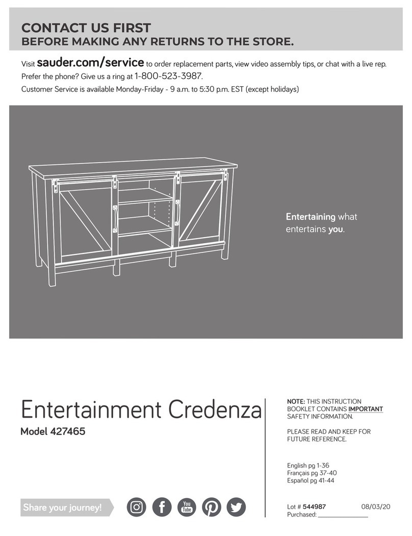 Sauder Entertainment Credenza 427465 Instruction booklet
