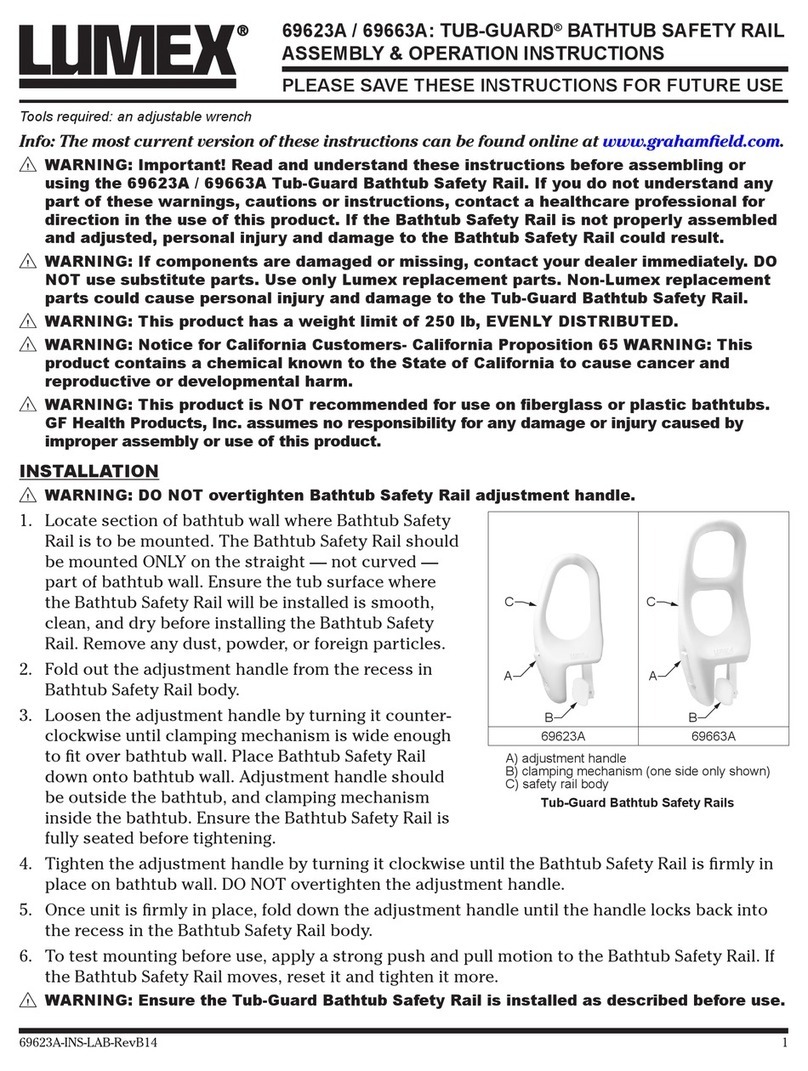 Lumex TUB-GUARD 69623A Parts list manual
