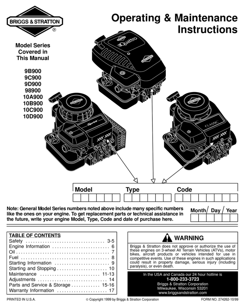 Briggs & Stratton 9B900 Installation and operation manual