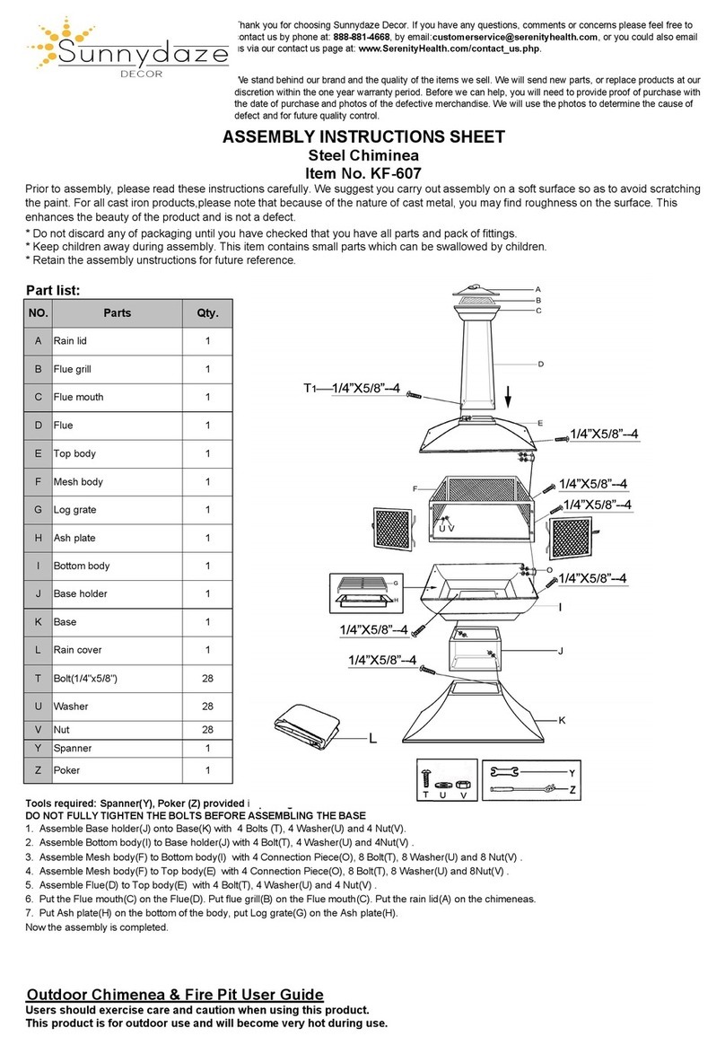 Sunnydaze Decor KF-607 Assembly instruction sheet