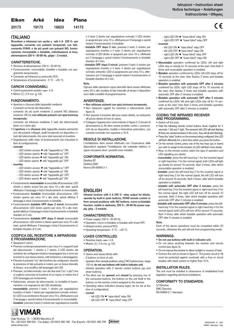 Vimar Eikon instruction sheet