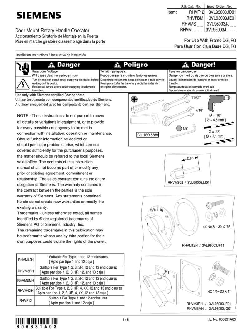 Siemens RHVF12 installation instructions