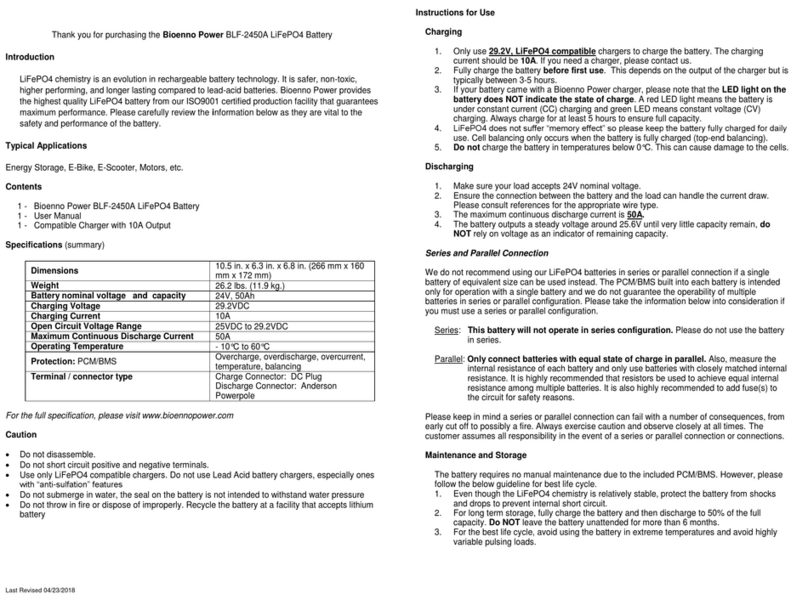 Bioenno Power BLF-2450A user manual