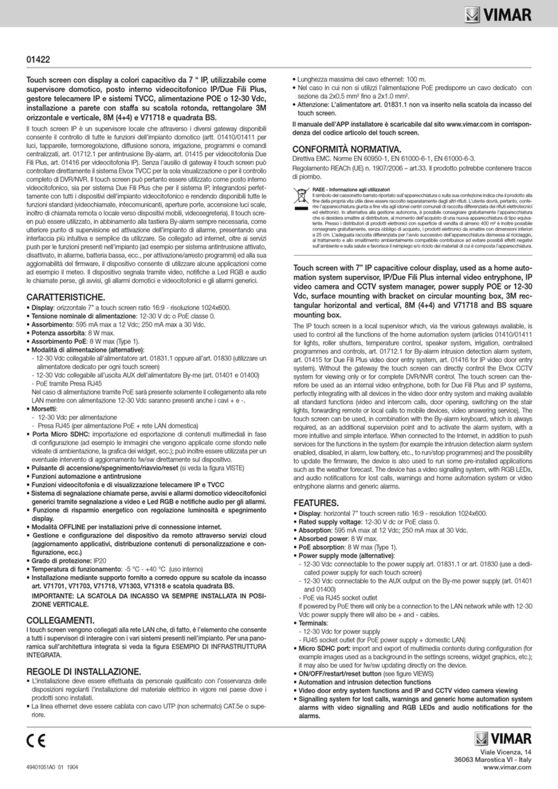 Vimar 01422 User manual