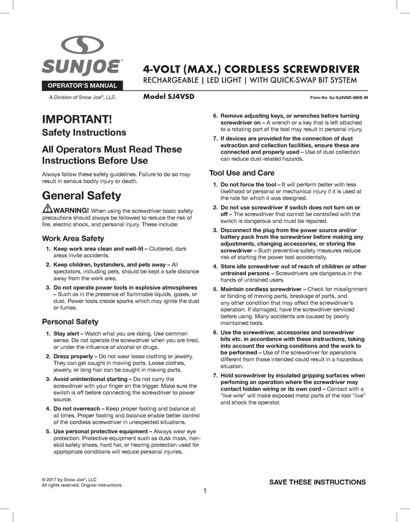 SNOWJOE SUNJOE SJ4VSD Operator's manual