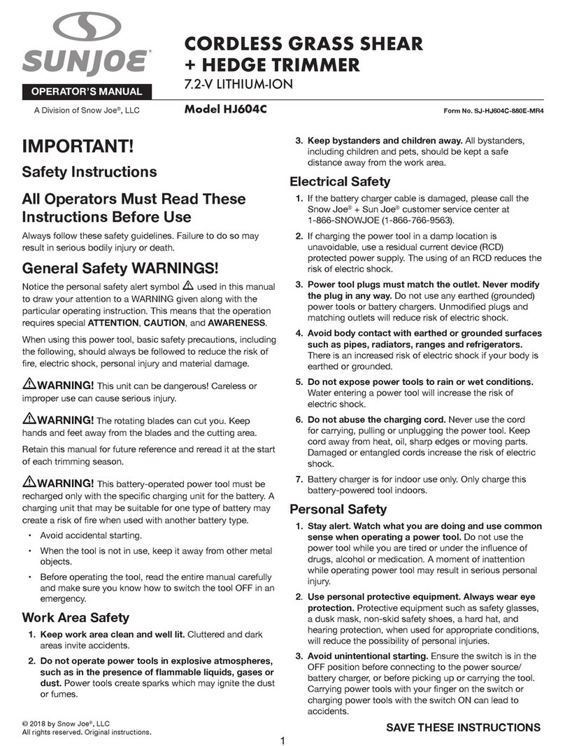 SNOWJOE SUNJOE HJ604C User manual