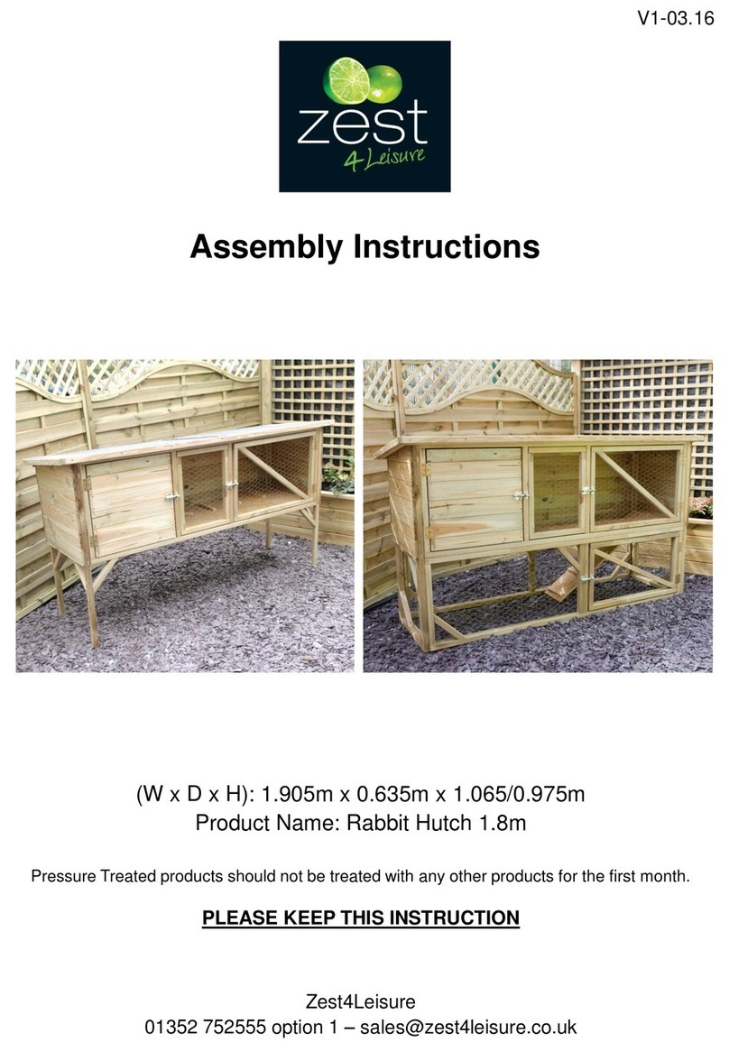 Zest 4 Leisure Rabbit Hutch 1.8m User manual Zest 4 Leisure Rabbit Hutch 1.8m User manual