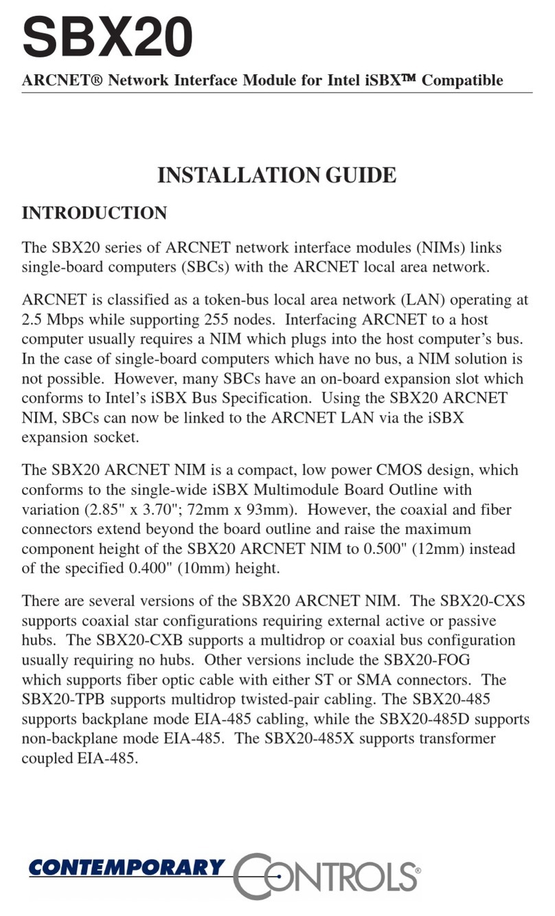 Contemporary Controls ARCNET SBX20 Series installation guide