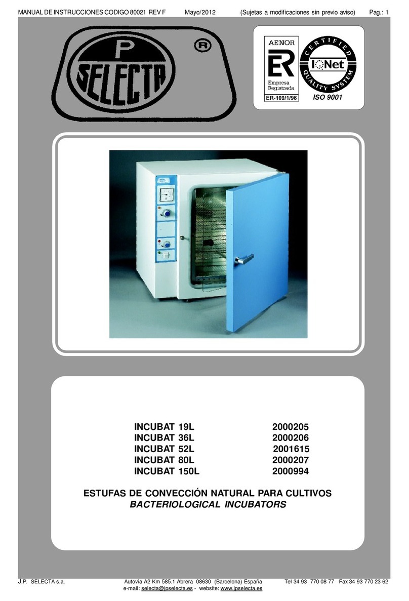 Selecta INCUBAT 19L instruction manual Selecta INCUBAT 19L instruction manual