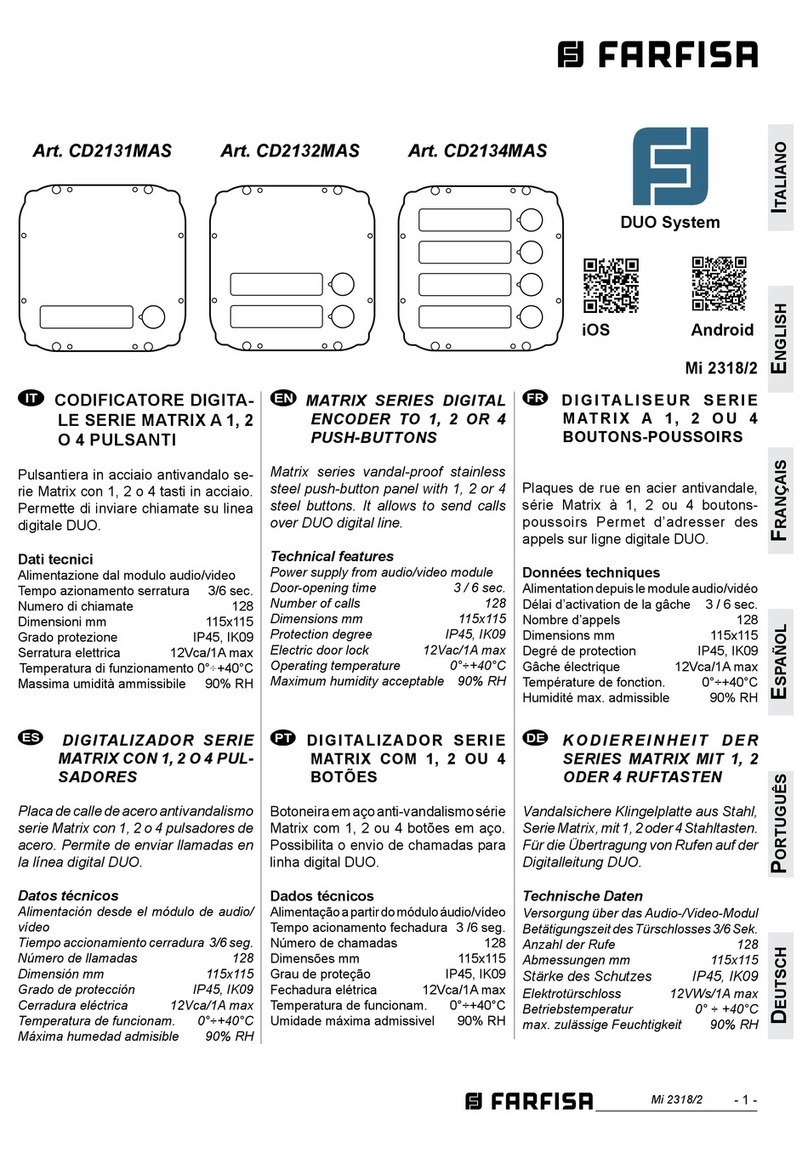 Farfisa MATRIX Series manual