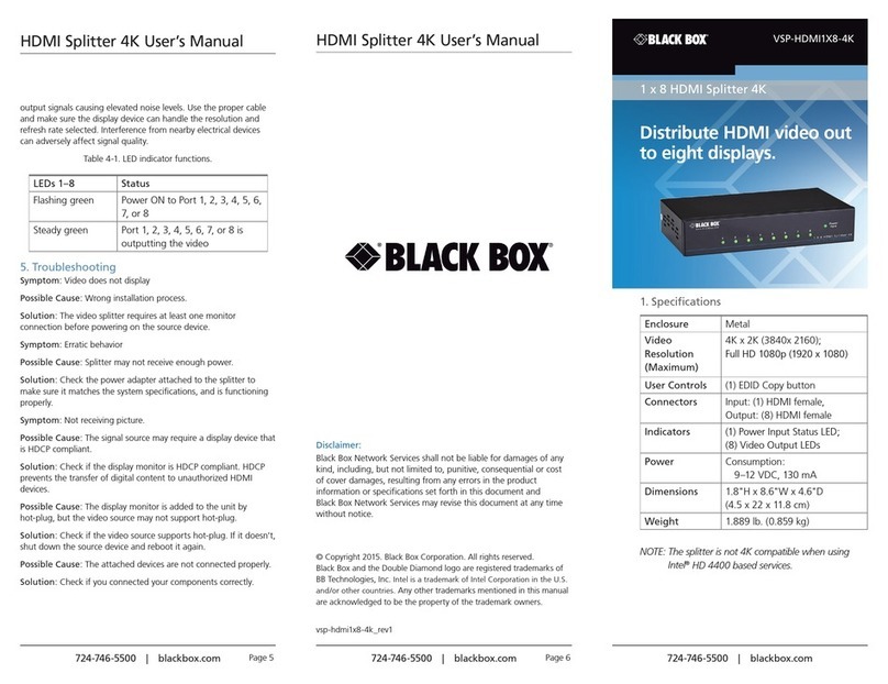 Black Box VSP-HDMI1X8-4K User manual