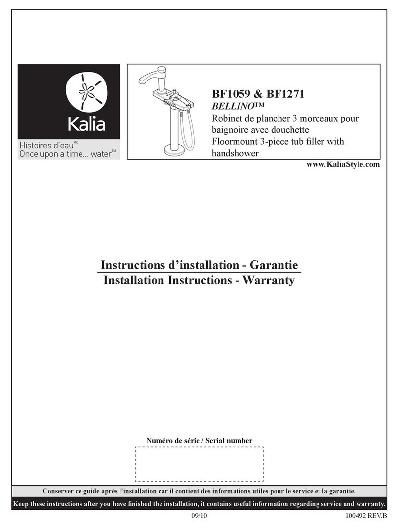 Kalia BELLINO BF1059 Installation instructions / warranty Kalia BELLINO BF1059 Installation instructions / warranty