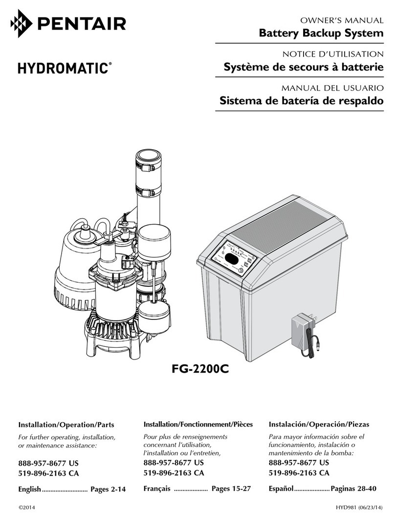 Pentair HYDROMATIC FG-2200C owner's manual