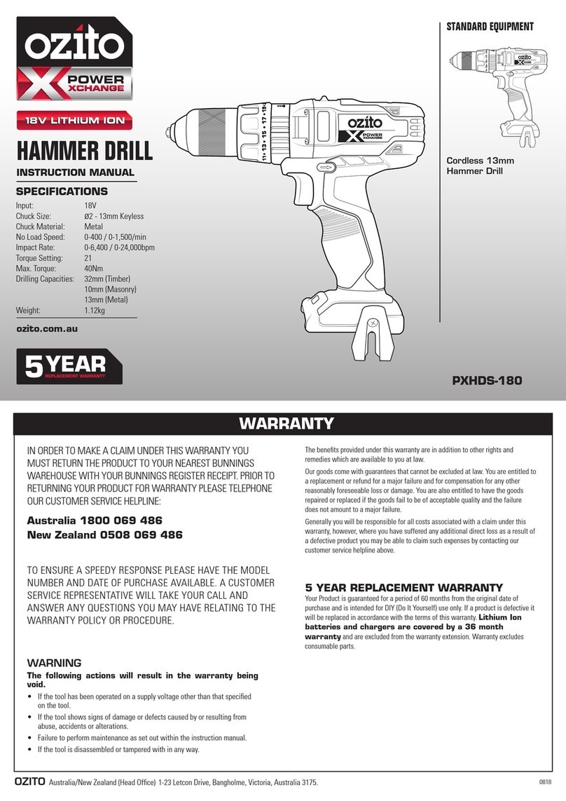 Ozito POWER X CHANGE PXHDS-180 User manual