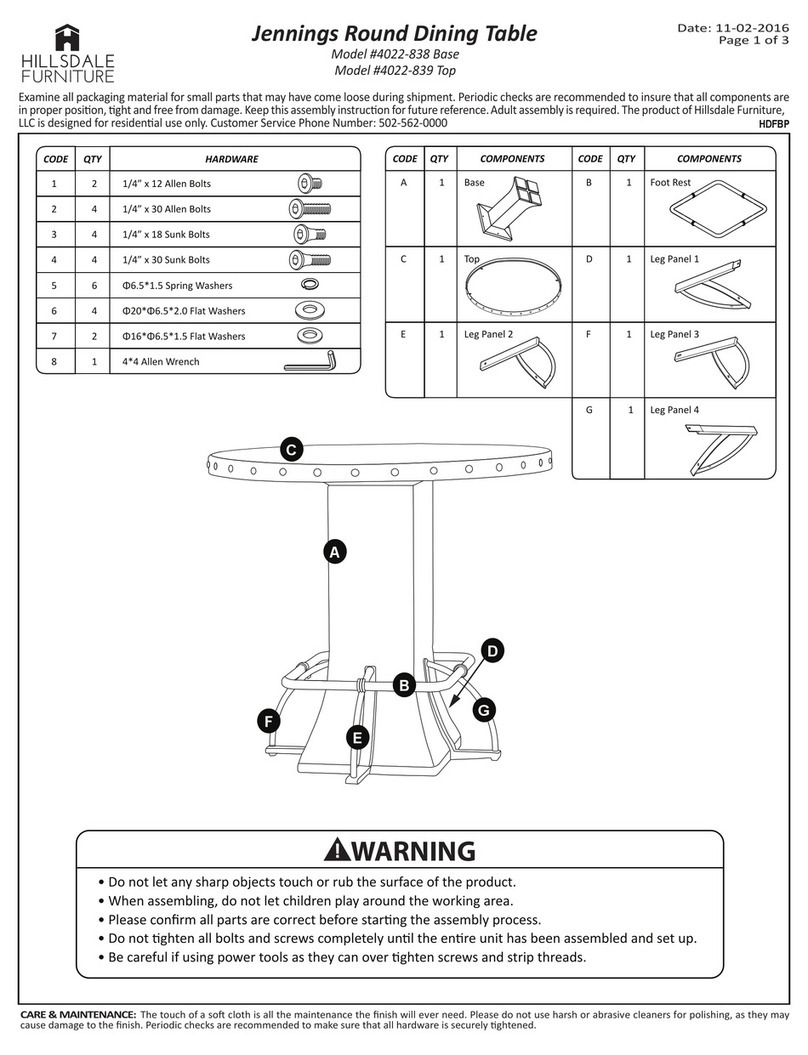 Hillsdale Furniture Jennings 4022-838 quick start guide