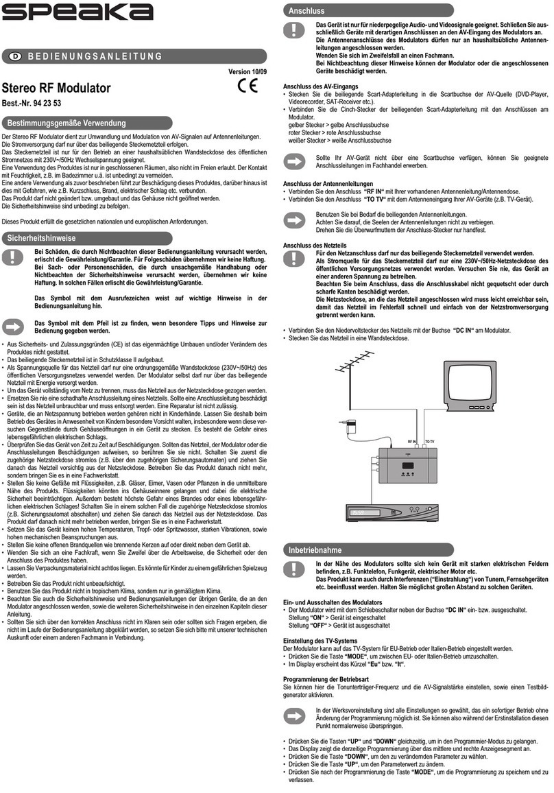 Speaka 94 23 53 User manual