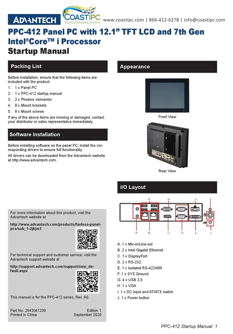 Advantech COASTIPC PPC-412 Startup manual
