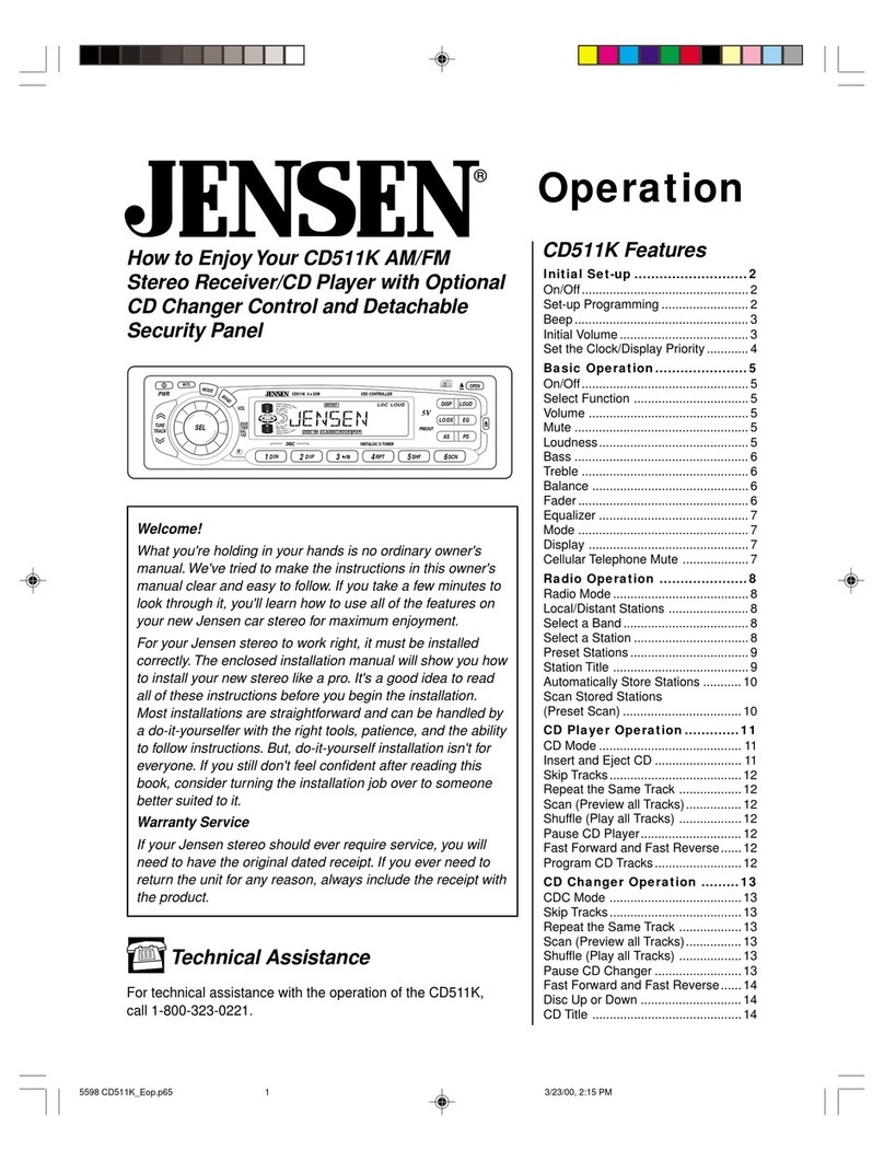 Jensen CD511K Instruction Manual