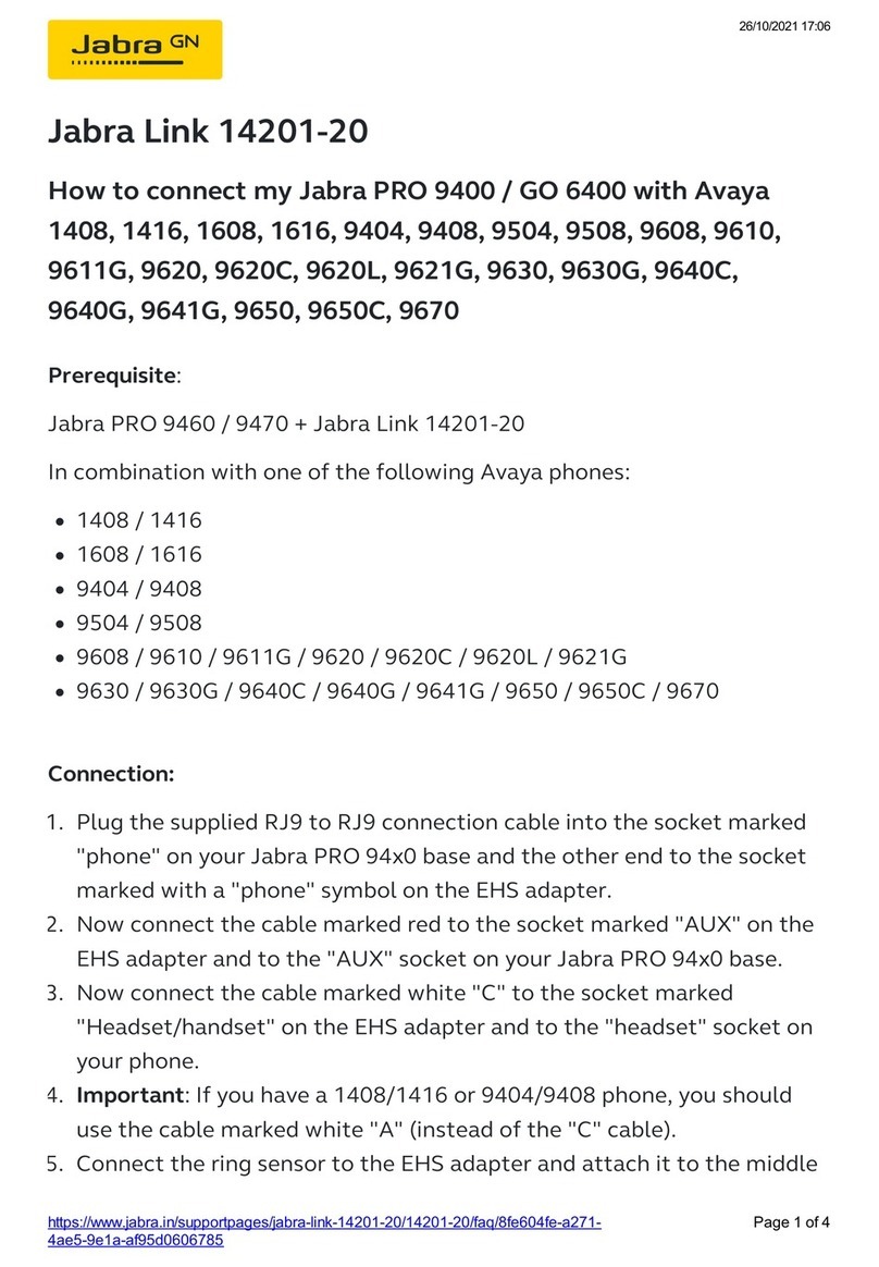 Jabra LINK 14201-20 - DATASHEET FOR TOSHIBA PHONES quick start guide
