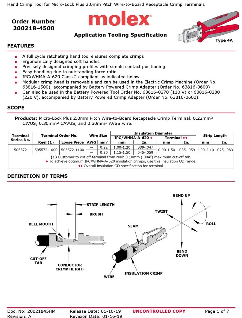 molex 200218-4500 Application Tooling Specification Sheet