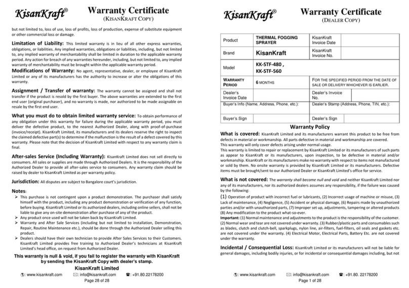 KISANKRAFT KK-STF-480 User manual