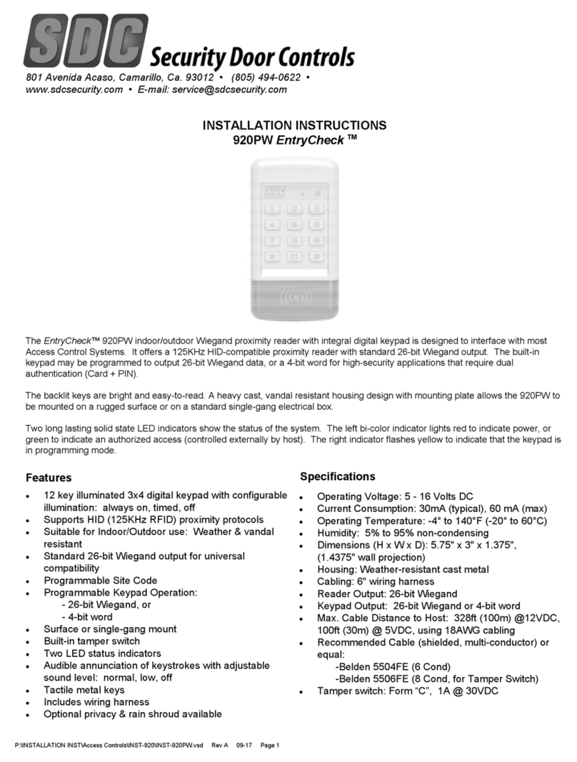 SDC EntryCheck 920PW installation instructions