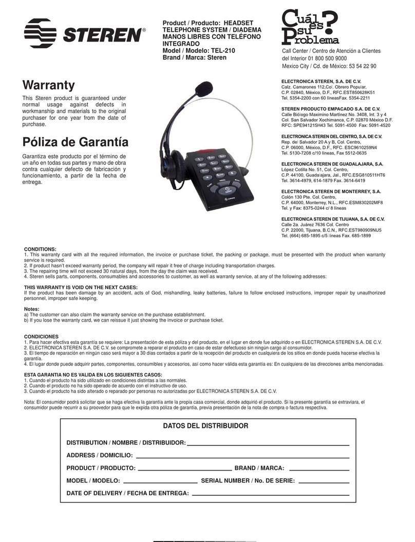 Steren TEL-210 quick start guide