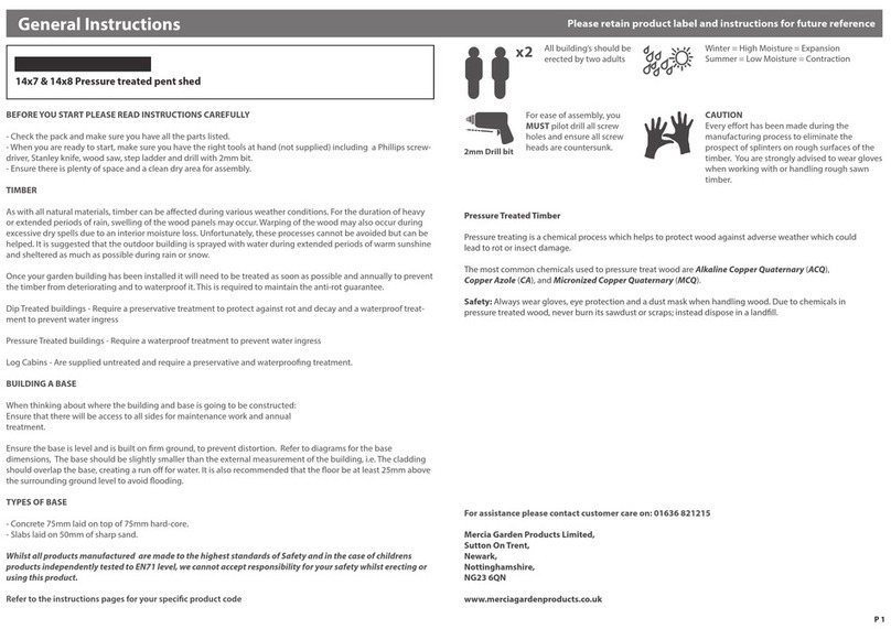 Mercia Garden Products 01DDPENT1408-V3 General instructions