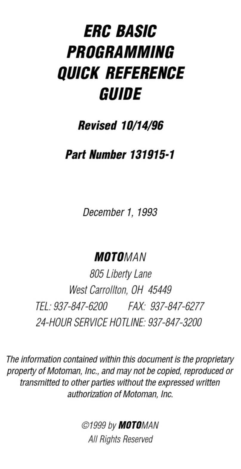 Motoman 131915-1 User manual