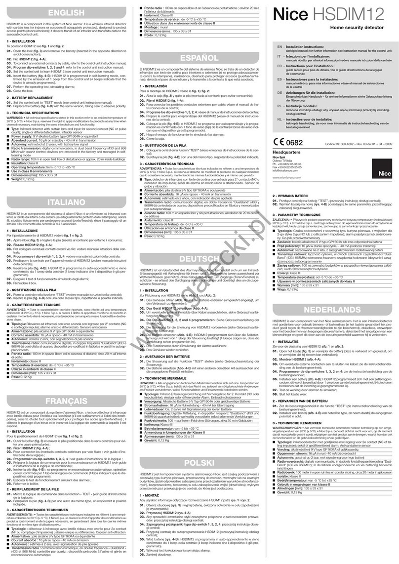 Nice HSDIM12 User manual