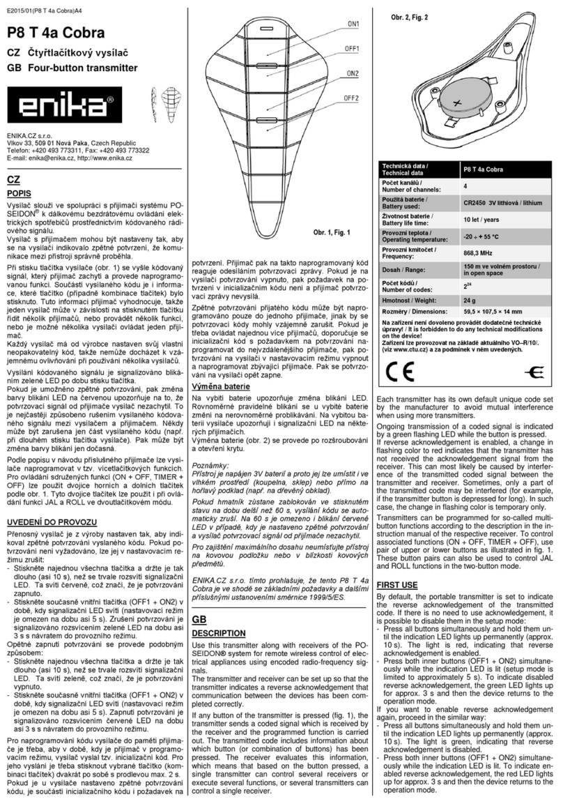 enika P8 T 4a Cobra quick start guide