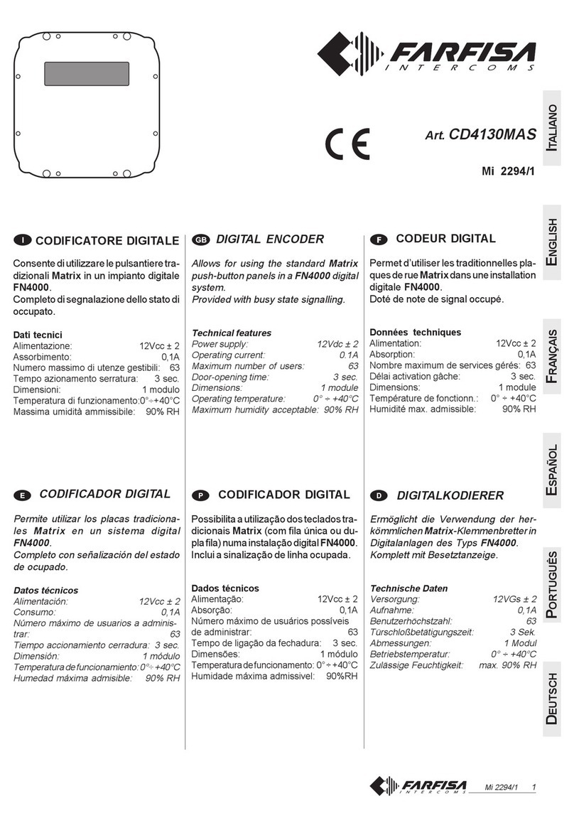 FARFISA INTERCOMS CD4130MAS User manual