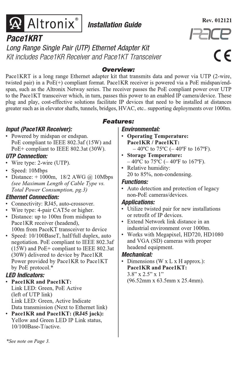 Altronix Pace1KRT User manual
