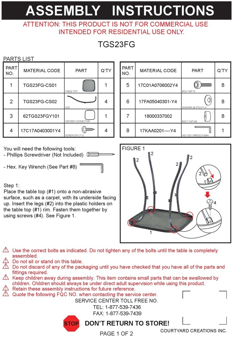 Courtyard Creations TGS23FG User manual Courtyard Creations TGS23FG User manual