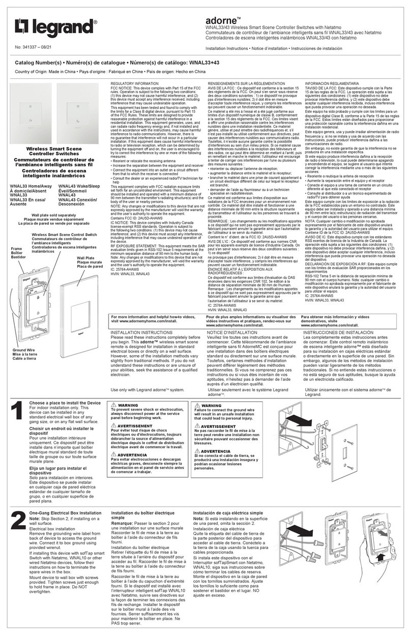 LEGRAND adorne WNAL33 quick start guide