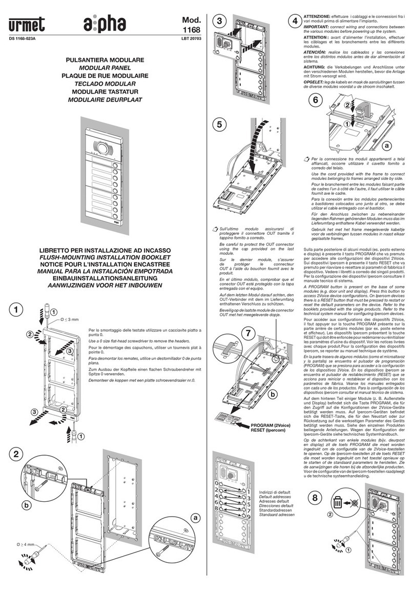 urmet domus Alpha iPerCom 1168 Installation and operation manual