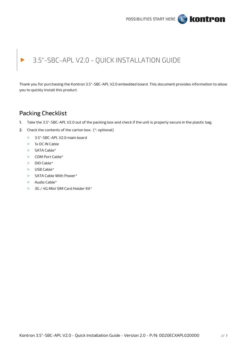 Kontron 3.5-SBC-APL V2.0 Quick installation guide